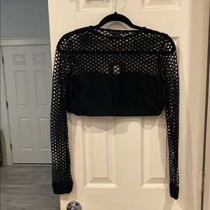 NWT PrettyLittleThing Black Mesh Crop Top
